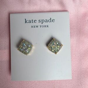 kate spade Sparkling Square Earrings - Silver and Gold